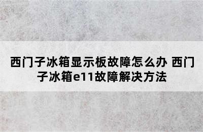 西门子冰箱显示板故障怎么办 西门子冰箱e11故障解决方法